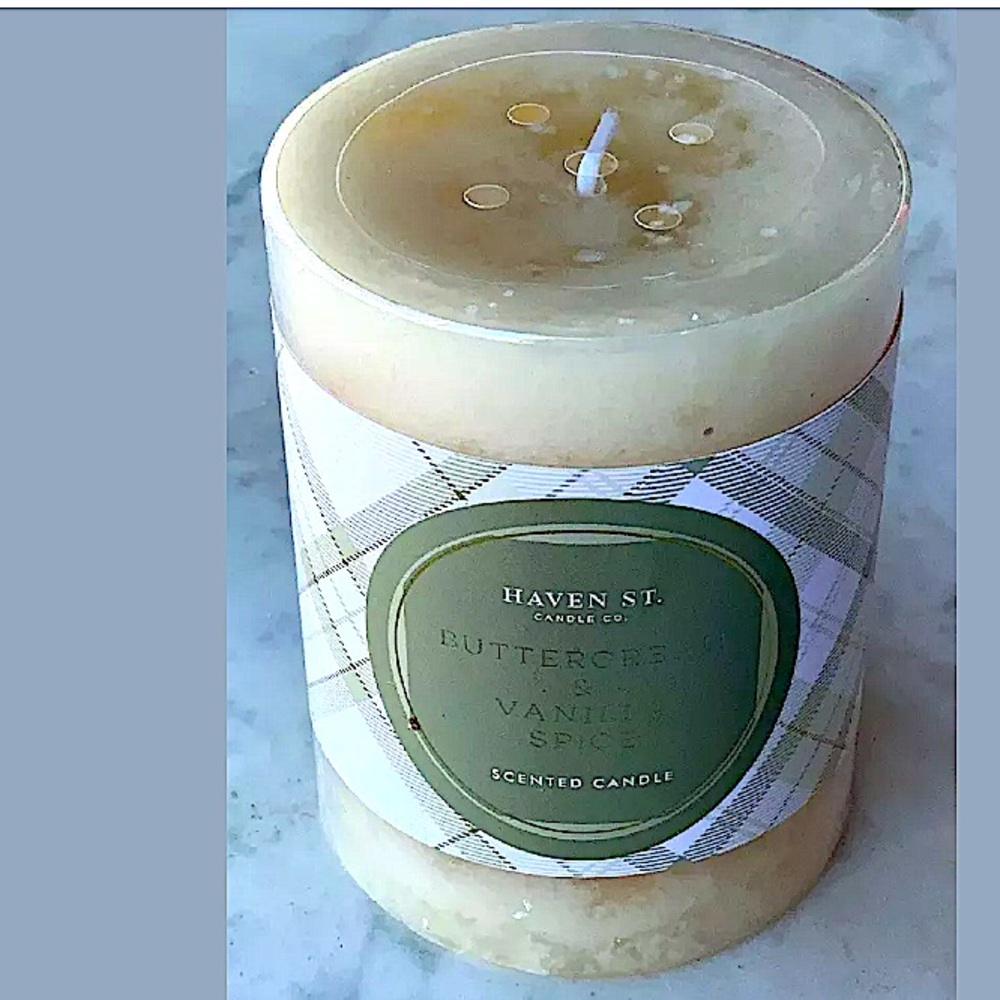 HAVEN STREET CANDLE BUTTERCREAM VANILLA SPICE NEW 1 WICK PILLAR